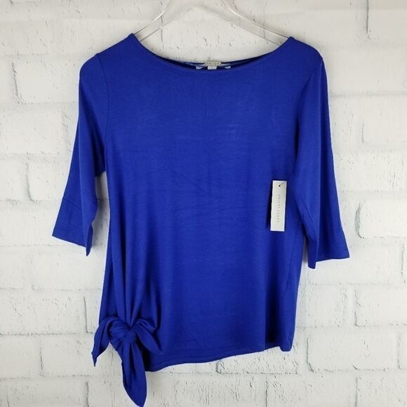 NWT. LARRY LEVINE Knit Top. Size S. Cobalt Blue. - Picture 1 of 8